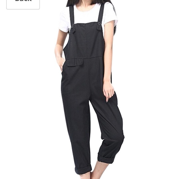 oversized black overalls